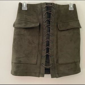 Army green midi skirt